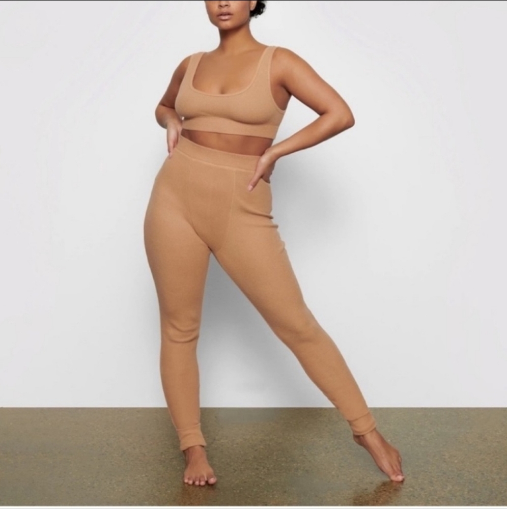 NEW Skims Waffle Leggings Ochre Sz XXS